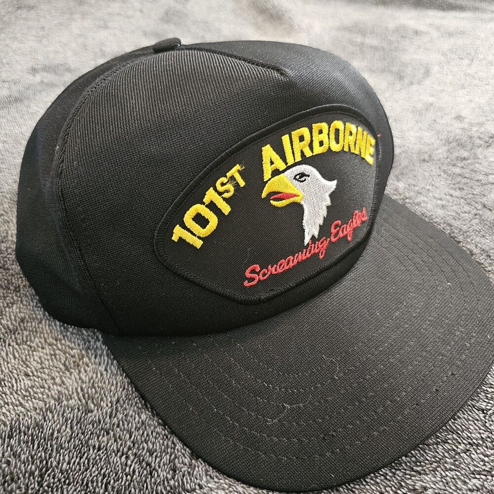 Vintage 101st Airborne Screaming Eagles Snapback Hat Cap Soldier City USA Black